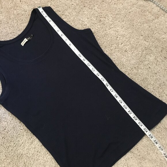 Pima Cotton Dark Navy Blue Soft Ribbed Tank Top - Picture 13 of 13